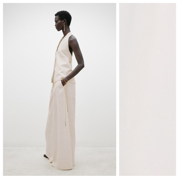 NWT. Massimo Dutti Limited Edition Ivory Wool/Viscose/Silk Blend Trouser. Size 2 - Picture 2 of 12